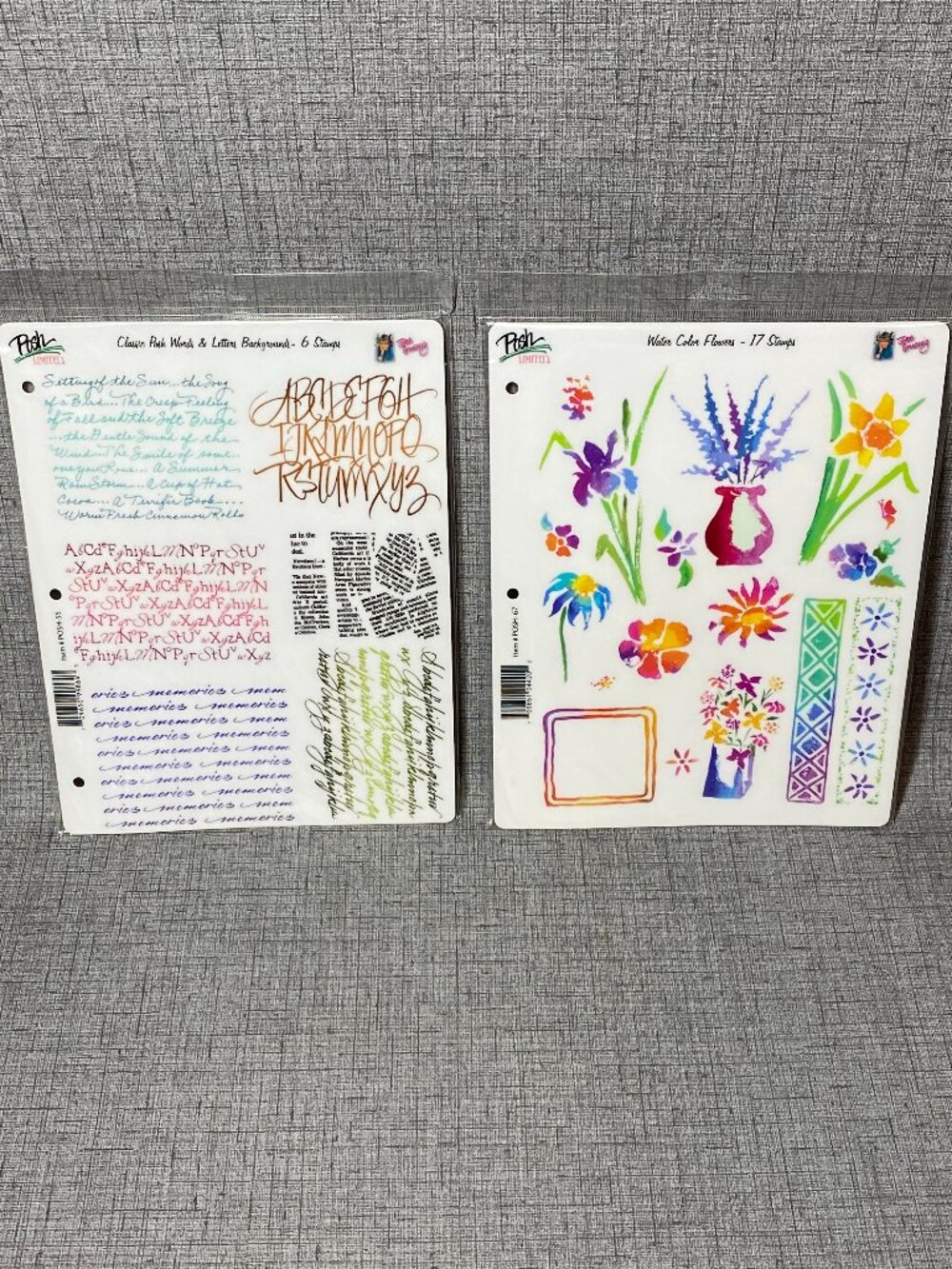 NEW Posh Limited Rubber Clings Stamps Words Letters Flowers Lot Of 2 NIP